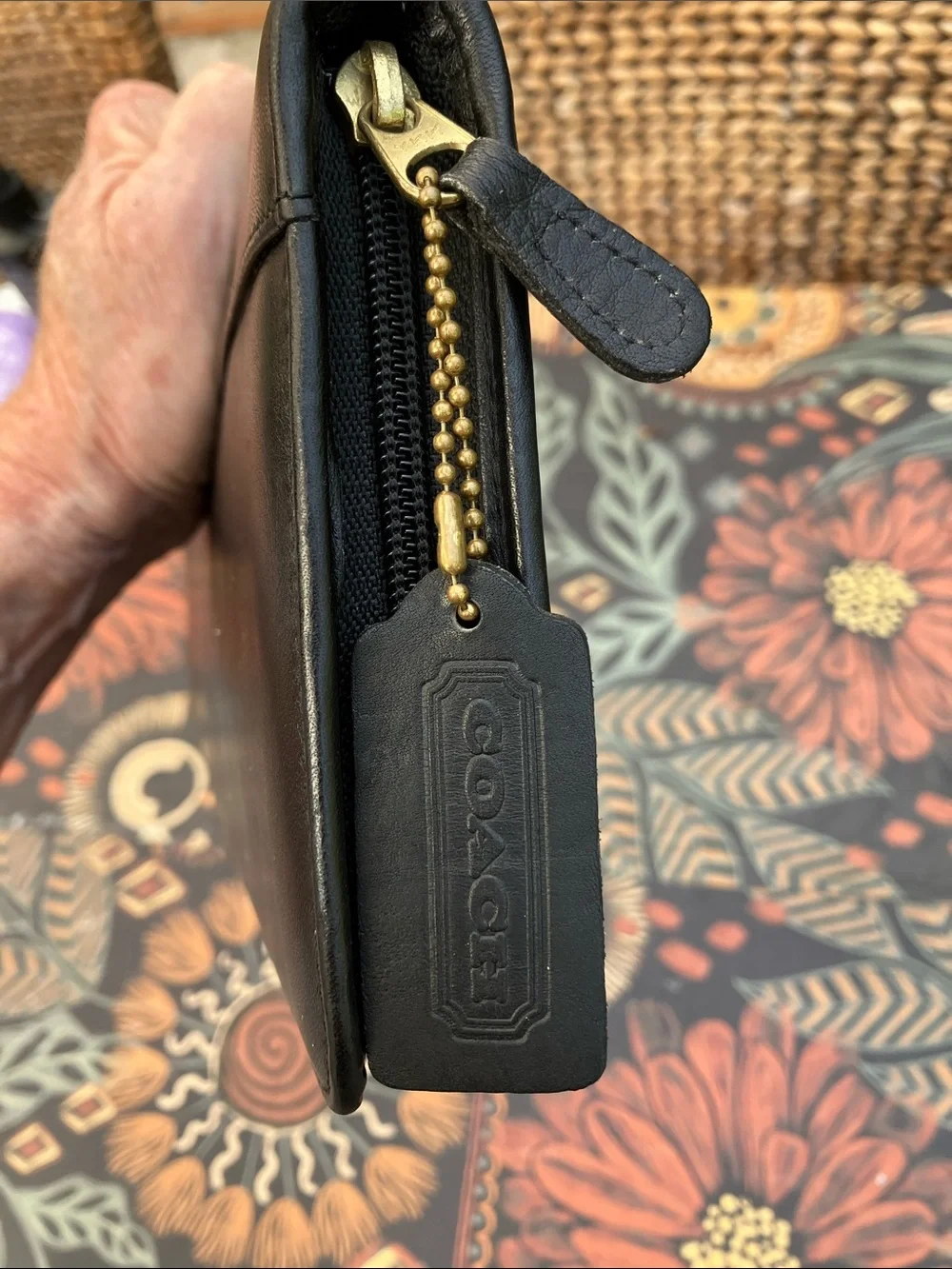 Vintage Coach Black Leather Mens Tie Travel case